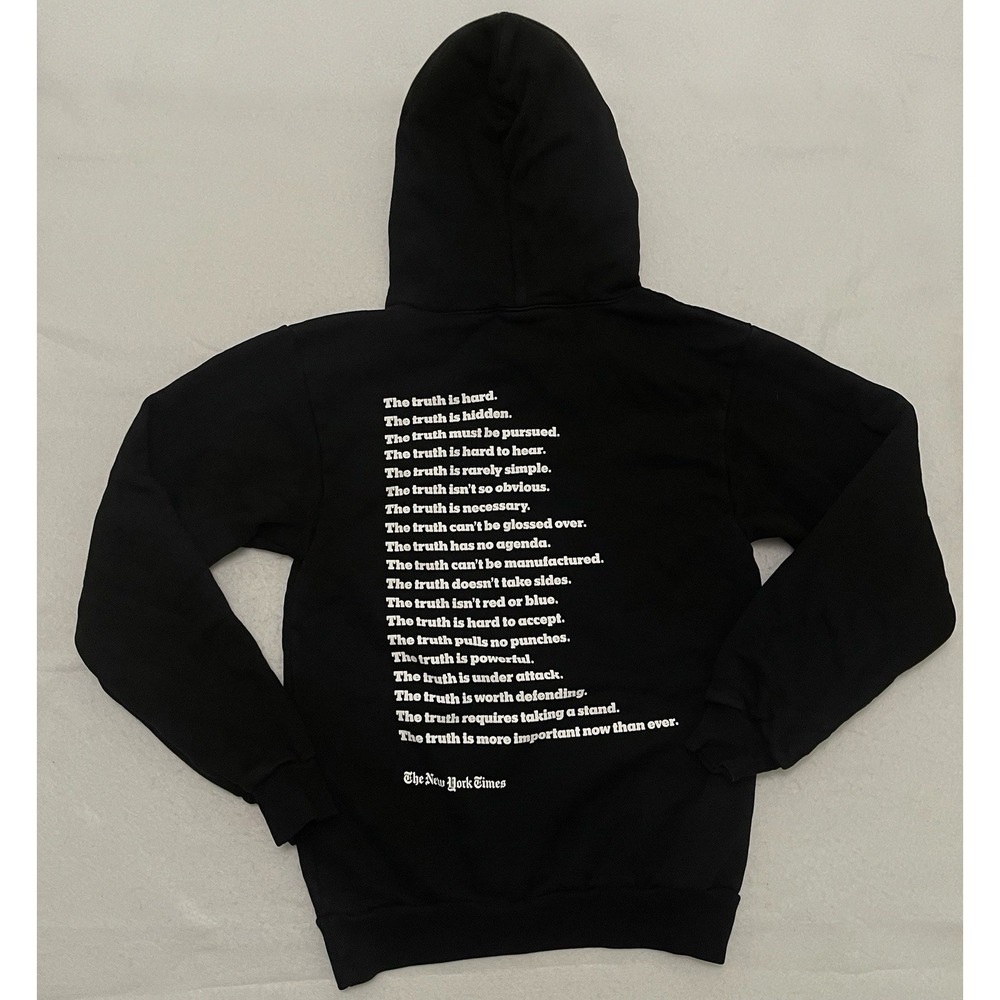 The New York Times The Truth Hoodie Black Pullover Sweatshirt Size XS - Picture 2 of 10